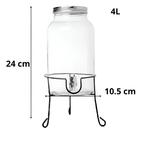 Jarro De Vidrio Dispensador De Bebidas Con Atril Jarros 4l-1
