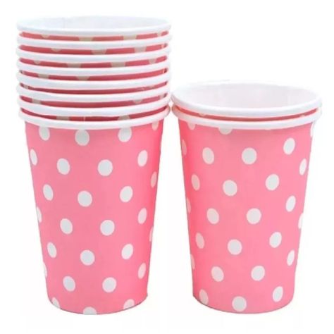 X10 Vasos Desechables Decoración Vaso Cumpleaños Rosado 1607-1
