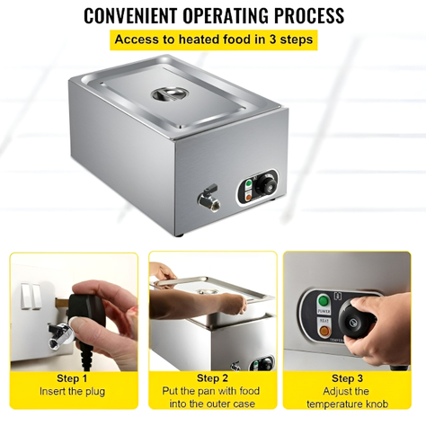 Chafer Bufetera Baño Maria Electrico Chafing Buffet Vapor 6l-4