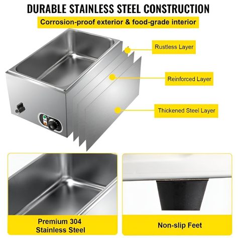 Chafer Bufetera Baño Maria Electrico Chafing Buffet Vapor 6l-6