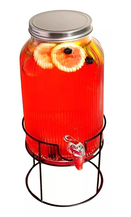 Jarros De Vidrio Dispensador De Bebidas Con Atril Jarro 5.5l-0