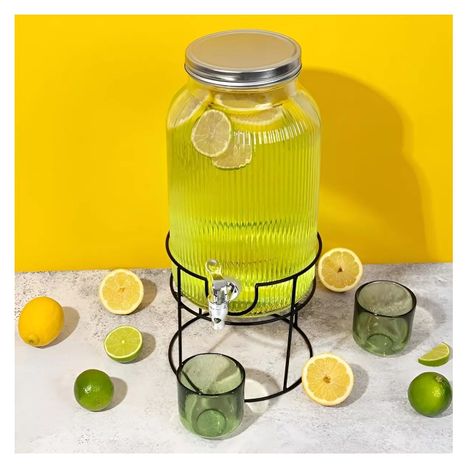 Jarros De Vidrio Dispensador De Bebidas Con Atril Jarro 5.5l-1