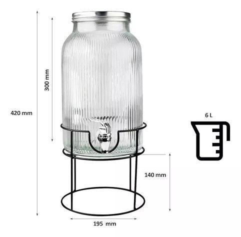 Jarros De Vidrio Dispensador De Bebidas Con Atril Jarro 5.5l-2