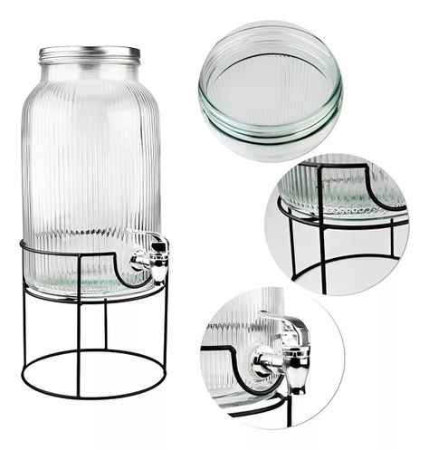 Jarros De Vidrio Dispensador De Bebidas Con Atril Jarro 5.5l-4