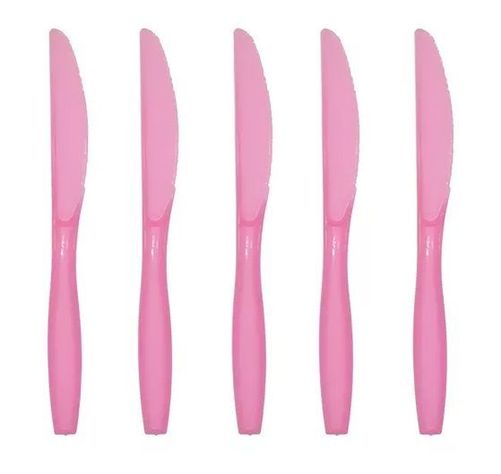 Cuchillo Plastico Cuchillos Desechable Servicio De Cubiertos Rosado-0
