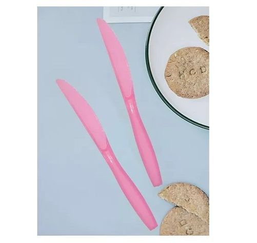 Cuchillo Plastico Cuchillos Desechable Servicio De Cubiertos Rosado-2