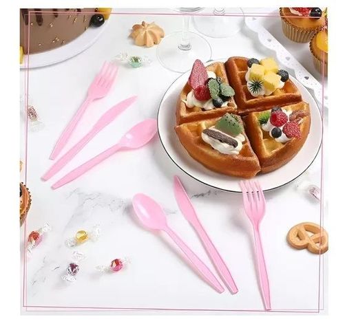 Cuchillo Plastico Cuchillos Desechable Servicio De Cubiertos Rosado-5