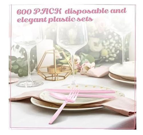 Cuchillo Plastico Cuchillos Desechable Servicio De Cubiertos Rosado-6