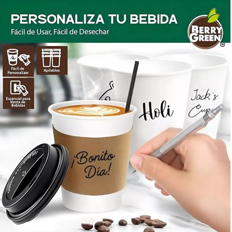 100 Vasos Para Cafe Vasos Polipapel C/tapa+manga 10oz/ 296ml-3