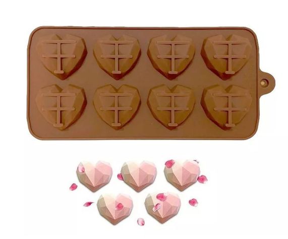 X2 Molde Mini Corazon Diamante Mini Corazón Geometrico 8-5