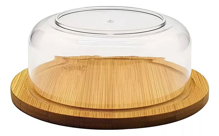 Base Para Torta Tabla De Cortar Quesos Soporte De Bambu 25cm-0