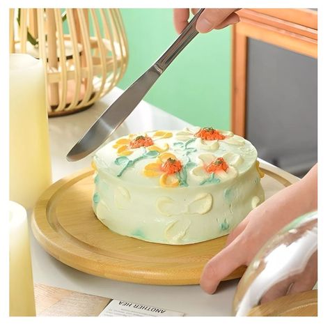 Base Para Torta Tabla De Cortar Quesos Soporte De Bambu 25cm-1