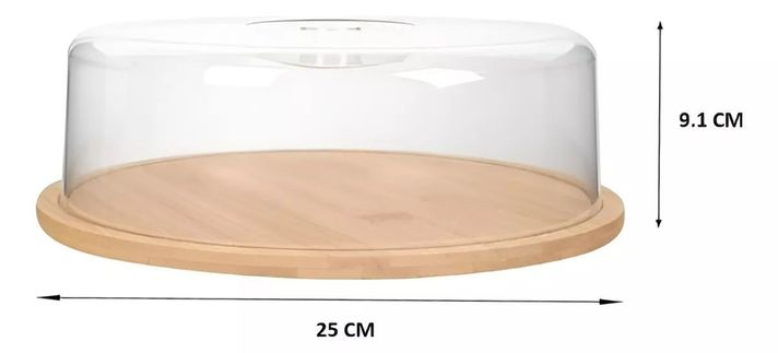 Base Para Torta Tabla De Cortar Quesos Soporte De Bambu 25cm-2