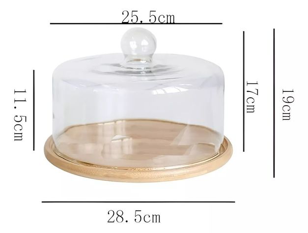 Base Para Torta Porta Torta Con Tapa Soporte De Bambu 25cm-3