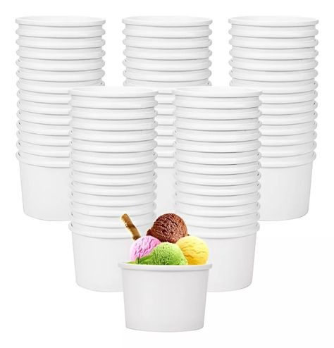 50 Vasos Polipapel Pote Helado Vasos Desechables Helado 12oz-0