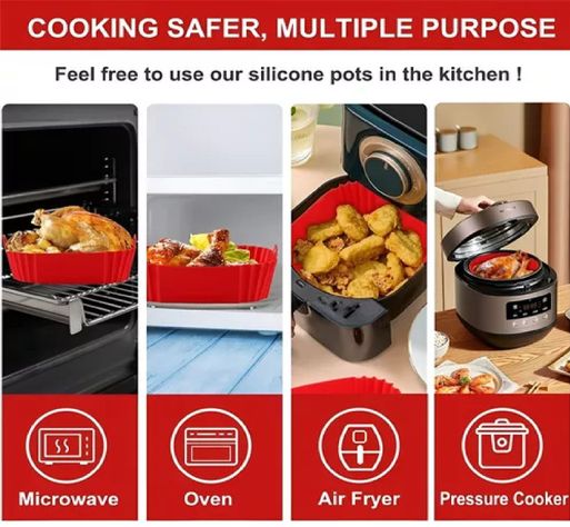 X2 Forro De Freidor Forro De Silicona Air Fryer Cuadrado-6