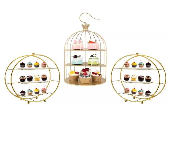 Set 3 Porta Cupcakes Bases Para Tortas Alzadores Candy Bar-0