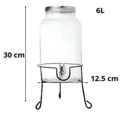 Dispensador De Bebidas Con Atril Jarro De Vidrio Jarros 6l-1