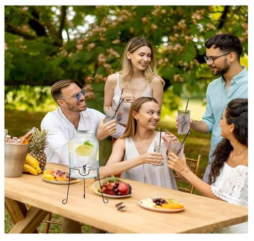 Dispensador De Bebidas Con Atril Jarro De Vidrio Jarros 6l-2
