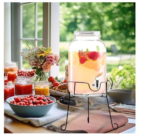 Dispensador De Bebidas Con Atril Jarro De Vidrio Jarros 6l-3