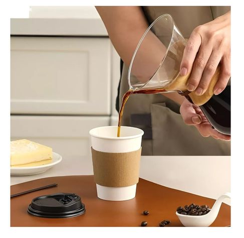 200 Vasos Para Cafe Vasos Polipapel C/tapa+manga 10oz/ 296ml-5
