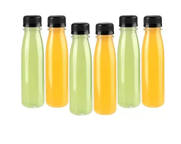 6 Botellas Plasticas Transparentes Botella Con Tapa 300ml-0