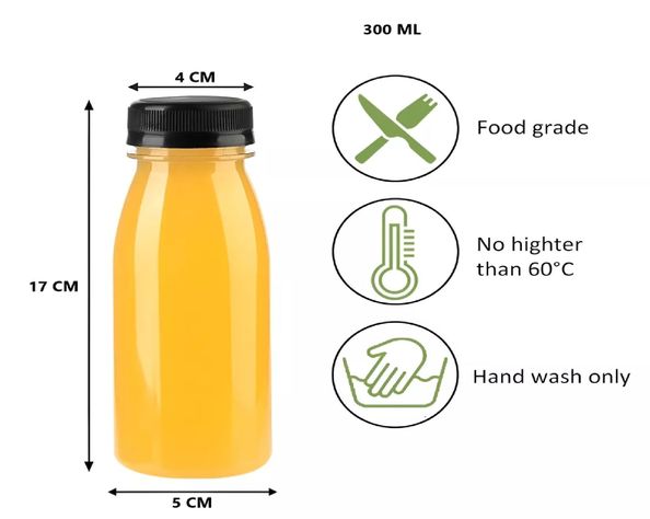 6 Botellas Plasticas Transparentes Botella Con Tapa 300ml-1
