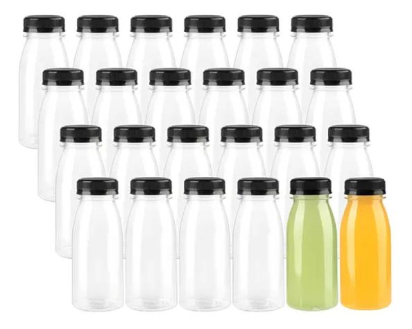 X24 Botellas Plasticas Transparentes Botella Con Tapa 300ml-0