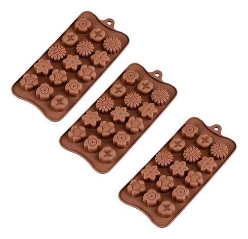X3 Moldes De Chocolate Moldes Chocolate Silicona 5 Flores N1-7