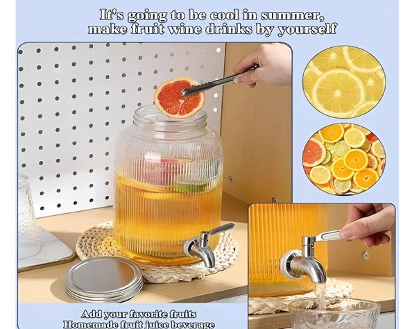 Jarras Vidrio Dispensador De Bebidas Jarro Para Jugo 5l-4