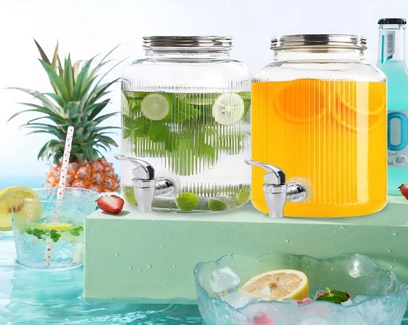 Jarras Vidrio Dispensador De Bebidas Jarro Para Jugo 5l-6