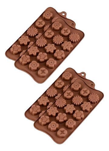 X4 Moldes De Chocolate Moldes Chocolate Silicona 5 Flores N1-0