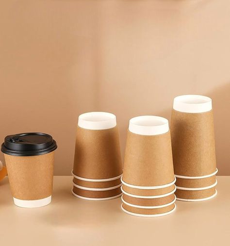 X50 Vaso Cafe Kraft Vasos Desechables Doble Pared C/tapa 8oz-3