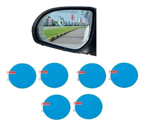 6 Lamina Antiempañante Anti Agua Espejo Retrovisor Laminas-0