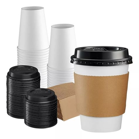 Vaso Cafe Polipapel Vasos Kraft Vaso C/tapa+manga 8oz 50und-0