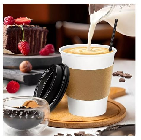 Vaso Cafe Polipapel Vasos Kraft Vaso C/tapa+manga 8oz 50und-6