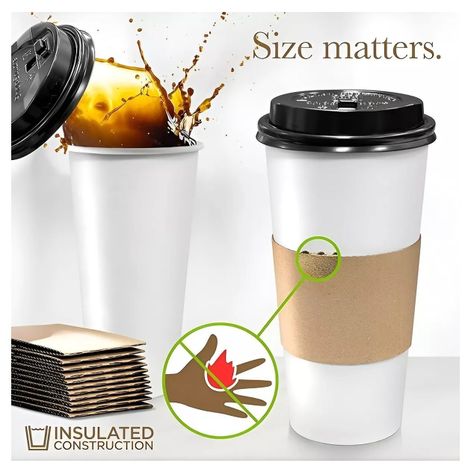 Vaso Cafe Polipapel Vaso Kraft Vaso C/tapa+manga 100und 16oz-3
