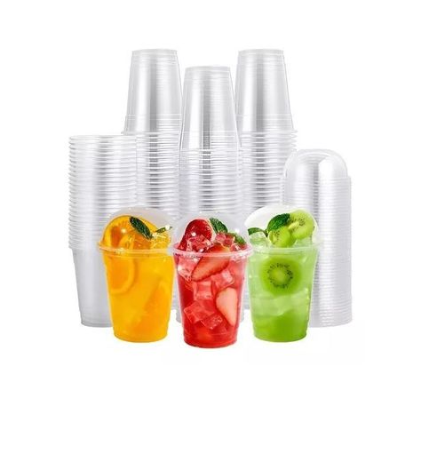 100 Vasos Desechables Vasos Plastico Tapa Domo Con Hoyo 12oz-0