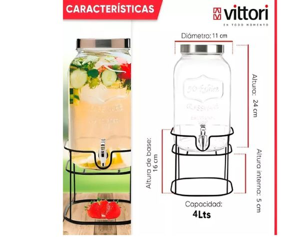 Dispensador Bebidas Con Atril Dispensador De Jugos Jarra 4l-1