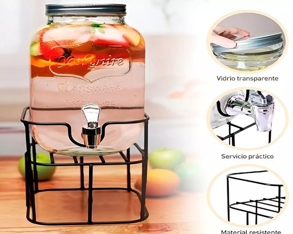 Dispensador Bebidas Con Atril Dispensador De Jugos Jarra 4l-4