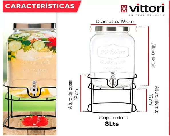 Dispensador De Jugos Dispensador Bebidas Con Atril Jarra 8l-1