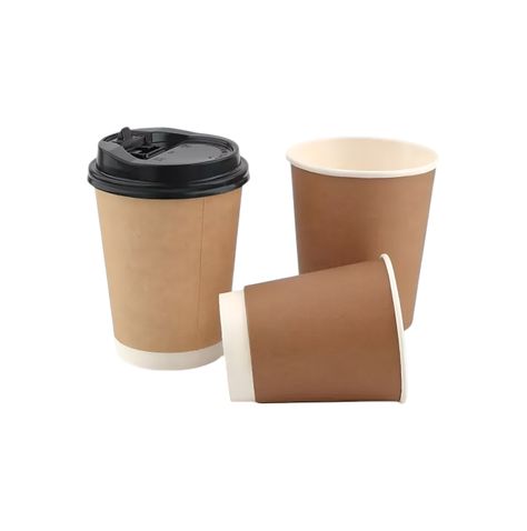 25 Vasos Desechables Vaso Cafe Kraft Doble Pared C/tapa 8oz-0