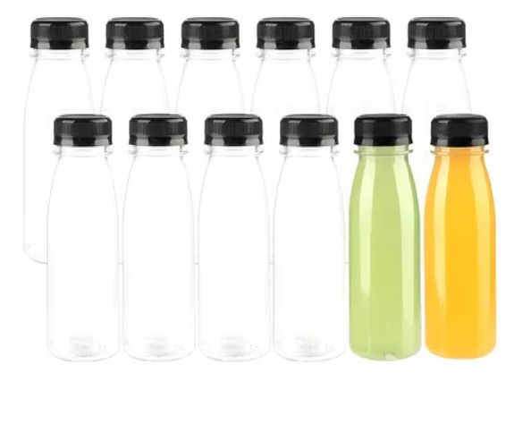 12 Botella Plasticas Transparentes Botellas Con Tapa 300ml-0