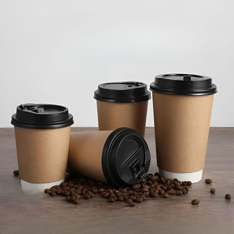 Pack X200 Vaso Desechables Vaso Kraft Doble Pared C/tapa 8oz-5