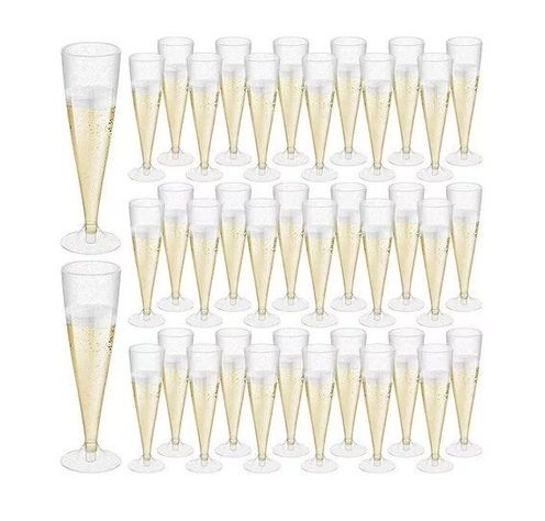 60 Copas Champagne Copa Acrilico Flauta Copas Champaña 5oz-0