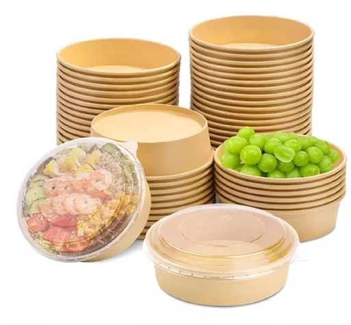 50 Bowl Con Tapa Bowls Plastico Envases Bowl Kraft 1300 Cc-0