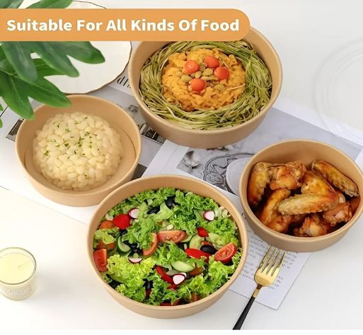 50 Bowl Con Tapa Bowls Plastico Envases Bowl Kraft 1300 Cc-4