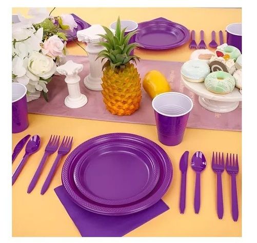 Cuchillo Plastico Cuchillos Desechable Servicio De Cubiertos Violeta-6