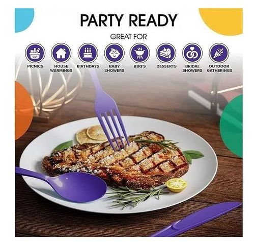 Cuchillo Plastico Cuchillos Desechable Servicio De Cubiertos Violeta-7
