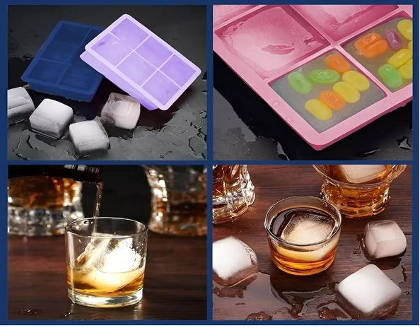Pack X4 Cubetas De Hielo Cubetera Hielo Cubetas C/tapa 6cav-7